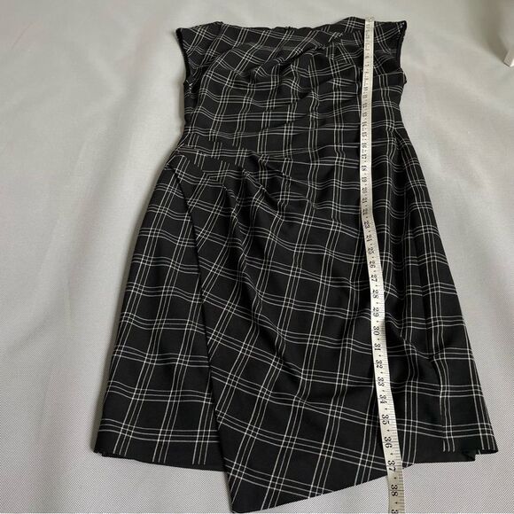 WORTH Black Plaid Sheath Wool Blend Sleeveless Dress Women’s Size 6 - Picture 7 of 9